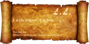 Leibinger Lajos névjegykártya